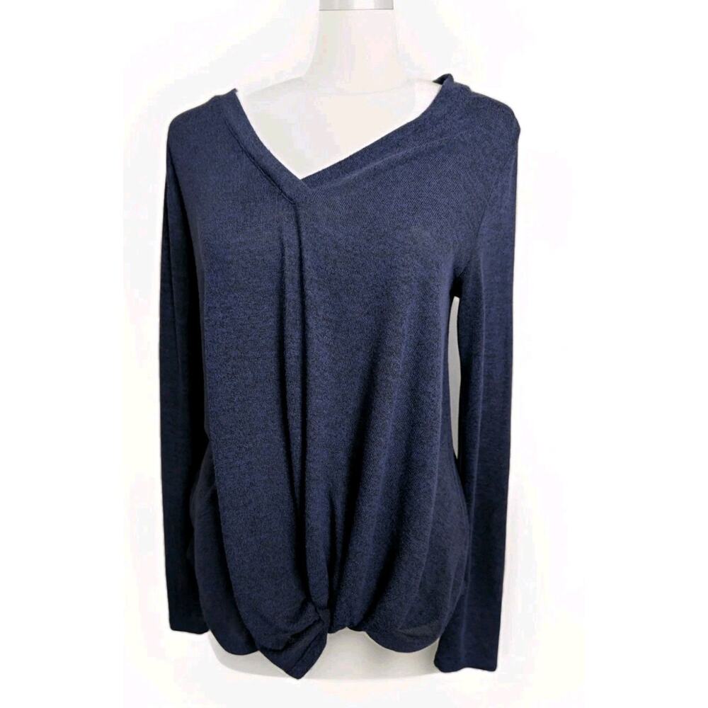 Anthropologie Sunday In Brooklyn Women's Small Navy Blue V-neck Sweater Knotted